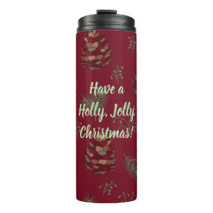 Frohe Weihnachten Zapfen & Beeren Thermosbecher