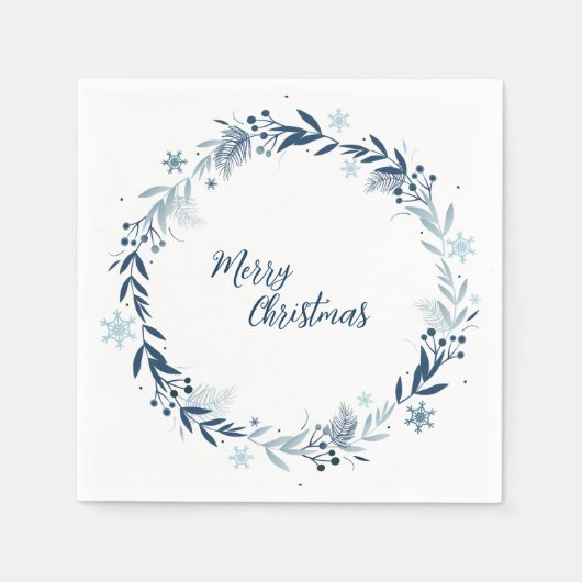 Frohe Weihnachten zarter Winter Kranz Serviette (Vorderseite)