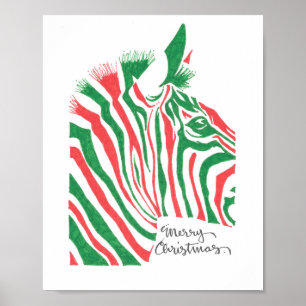 Frohe Weihnachten Zebra Print Poster