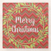 Frohe Weihnachten Zickzack und Wreath Untersetzer (Vorderseite)