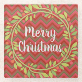 Frohe Weihnachten Zickzack und Wreath Untersetzer
