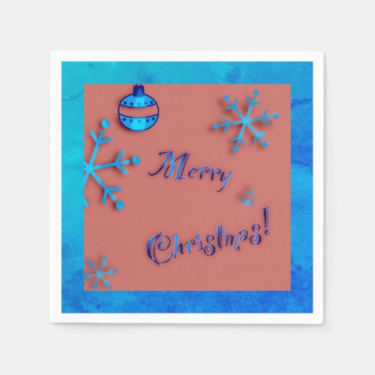 Frohe Weihnachten , Ziergegenstände und Schneekris Serviette (Vorderseite)