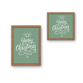 Frohe Weihnachten zitiert weiß und grün Poster