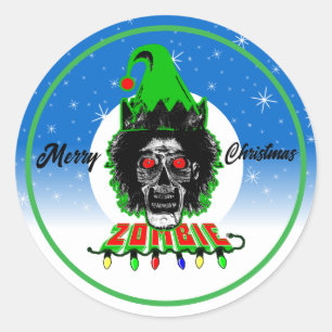 Frohe Weihnachten Zombie Runder Aufkleber