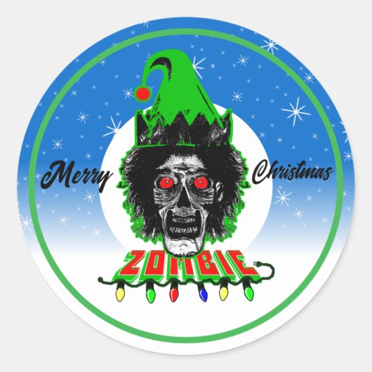 Frohe Weihnachten Zombie Runder Aufkleber (Vorderseite)
