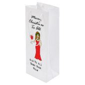 Frohe Weihnachten zu allen und zu etwas ganzem Geschenktüte Für Weinflaschen (Rückseite Schrägansicht)
