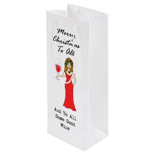 Frohe Weihnachten zu allen und zu etwas ganzem Geschenktüte Für Weinflaschen (Rückseite Schrägansicht)