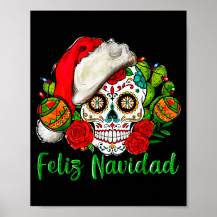 Frohe Weihnachten Zucker-Schädel Mexikanisches Wei Poster