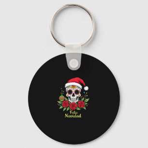 Frohe Weihnachten Zucker-Schädel Mexikanisches Wei Schlüsselanhänger