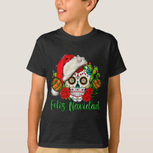 Frohe Weihnachten Zucker-Schädel Mexikanisches Wei T-Shirt
