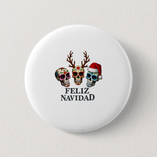 Frohe Weihnachten Zucker Schädel Rentiere Santa Me Button