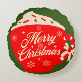 Frohe Weihnachten Zuckerguss Schneeflocken Sprinkl Rundes Kissen