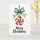 Frohe Weihnachten-Zuckerstangen-Ornament Karte (Gelbe Blume)