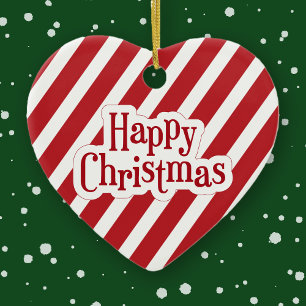 Frohe Weihnachten, Zuckerstangen-Ornament Keramik Ornament