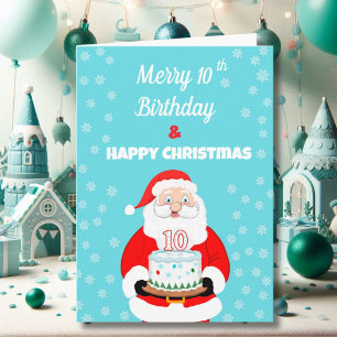 Frohe Weihnachten zum 10. Geburtstag Santa Karte