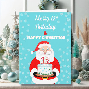 Frohe Weihnachten zum 12. Geburtstag Santa Karte