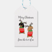 Frohe Weihnachten Zwei Decked Out Dackeln Geschenkanhänger (Vorderseite)