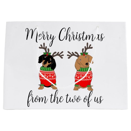 Frohe Weihnachten Zwei Decked Out Dackeln Große Geschenktüte (Vorderseite)