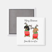 Frohe Weihnachten Zwei Decked Out Dackeln Magnet (Vorderseite/Rückseite)