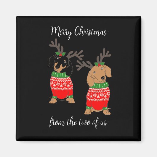 Frohe Weihnachten Zwei Decked Out Dackeln Magnet (Vorne)