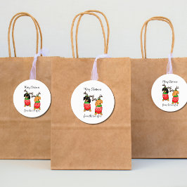 Frohe Weihnachten Zwei Decked Out Dackeln Runder Aufkleber