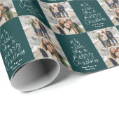 Frohe Weihnachten zwei Foto personalisiert dunkelg Geschenkpapier (Rolleneckpunkt)