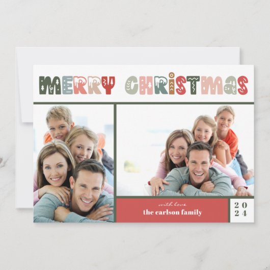 Frohe Weihnachten Zwei Fotos Familienurlaub Card (Vorderseite)