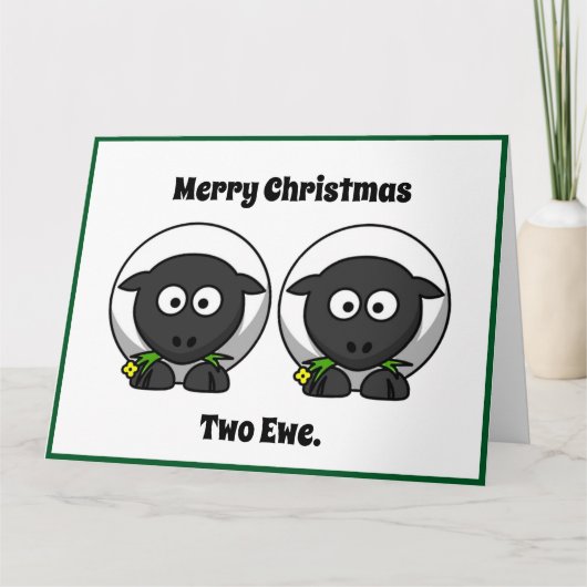 Frohe Weihnachten zwei Mal vor dir Cartoon Karte (Vorderseite)