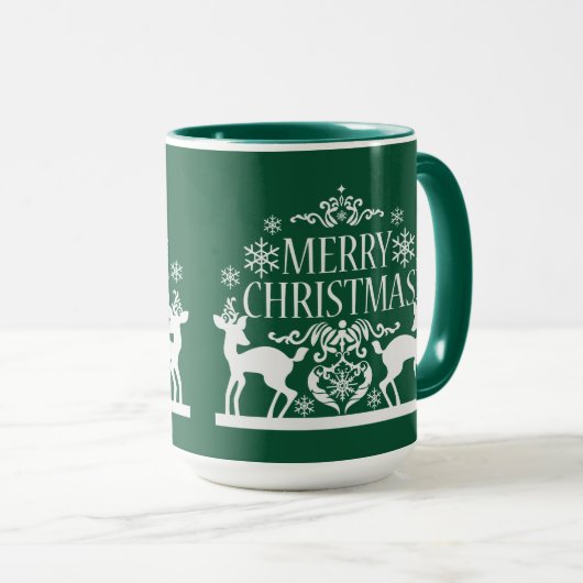 Frohe Weihnachten zwei Tasse grün (VorderseiteRechts)