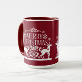 Frohe Weihnachten Zwei Tone Tasse-Deep Red Tasse (Vorderseite Links)