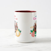 Frohe Weihnachten Zweifarbige Tasse (Mittel)