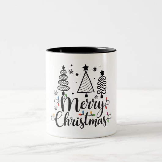 frohe Weihnachten Zweifarbige Tasse (Mittel)