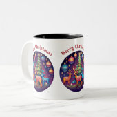 Frohe Weihnachten Zweifarbige Tasse (Vorderseite Links)