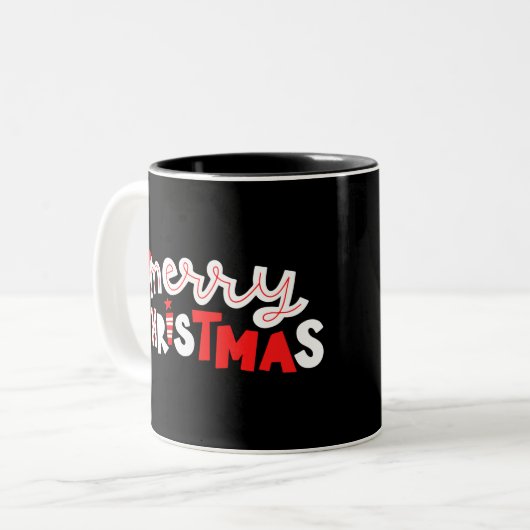 Frohe Weihnachten Zweifarbige Tasse (Vorderseite Links)