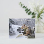Frohe Weihnachtenchipmunk-Postkarte Feiertagspostkarte (Stehend Vorderseite)