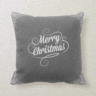 Frohe Weihnachtengraues Snowy-Kissen Kissen