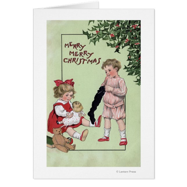 Frohe WeihnachtenKinder mit Toys by Tree (Vorne)