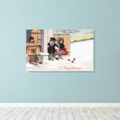 Frohe WeihnachtenKinder von Zaun Leinwanddruck (Insitu (Holzboden))