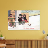 Frohe WeihnachtenKinder von Zaun Leinwanddruck (Insitu (Wohnzimmer))