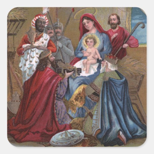 Frohe WeihnachtenKrippe Quadratischer Aufkleber (Vorderseite)