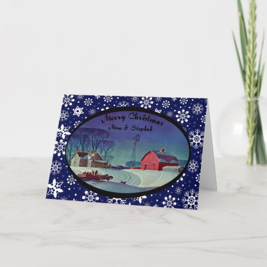 Frohe WeihnachtenMama u. Stepdad Feiertagskarte (Vorderseite)