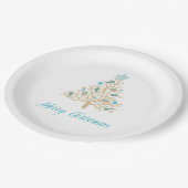 Frohe Weihnachtenseashell-Weihnachtsbaum Pappteller (Schrägansicht)