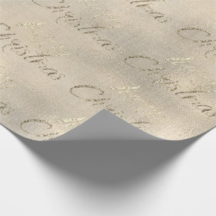 Frohe Weihnachtensepia-Goldleinwand-Leinen-Hütte Geschenkpapier