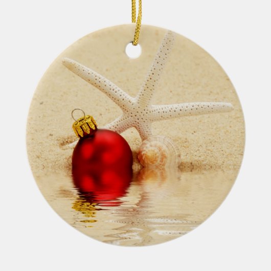 Frohe Weihnachtenstarfish-Verzierung Keramik Ornament (Vorne)