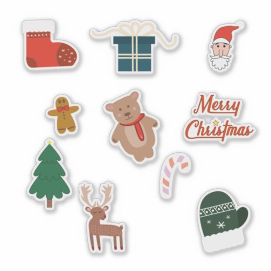 Frohe Weihnachts 10-Set Sticker Pack (Vorderseite)