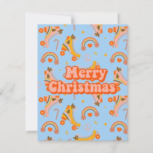 Frohe Weihnachts-70er Groovy Disco-Muster Einladung (Vorderseite)