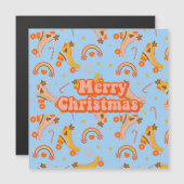 Frohe Weihnachts-70er Groovy Disco-Muster Magnetkarte (Vorne/Hinten)
