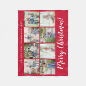 Frohe Weihnachts 8 Foto Custom Message | Rot Fleecedecke (Vorderseite)
