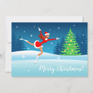 Frohe Weihnachts Abbildung Skaten Girl Holiday Car Feiertagskarte