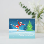 Frohe Weihnachts Abbildung Skaten Girl Postkarte (Stehend Vorderseite)
